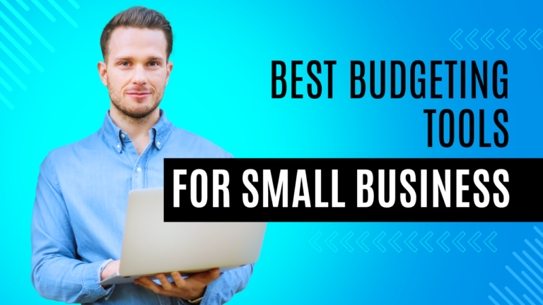 a man is standing with laptop and find best budgeting tools for small business