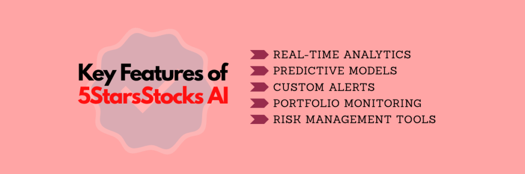 List of key features of 5StarsStocks AI with a decorative background.