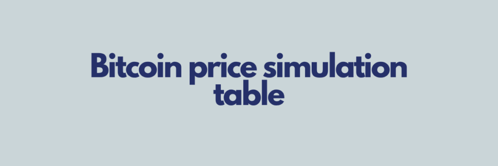 Bitcoin price simulation table